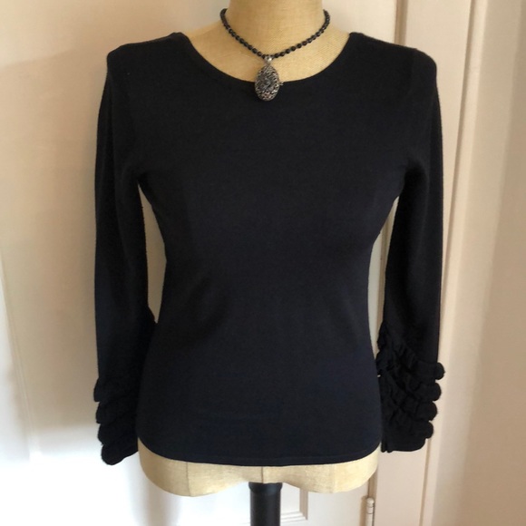 Catherine Malandrino Sweaters - Black Sweater With Ruffle Details on Sleeves